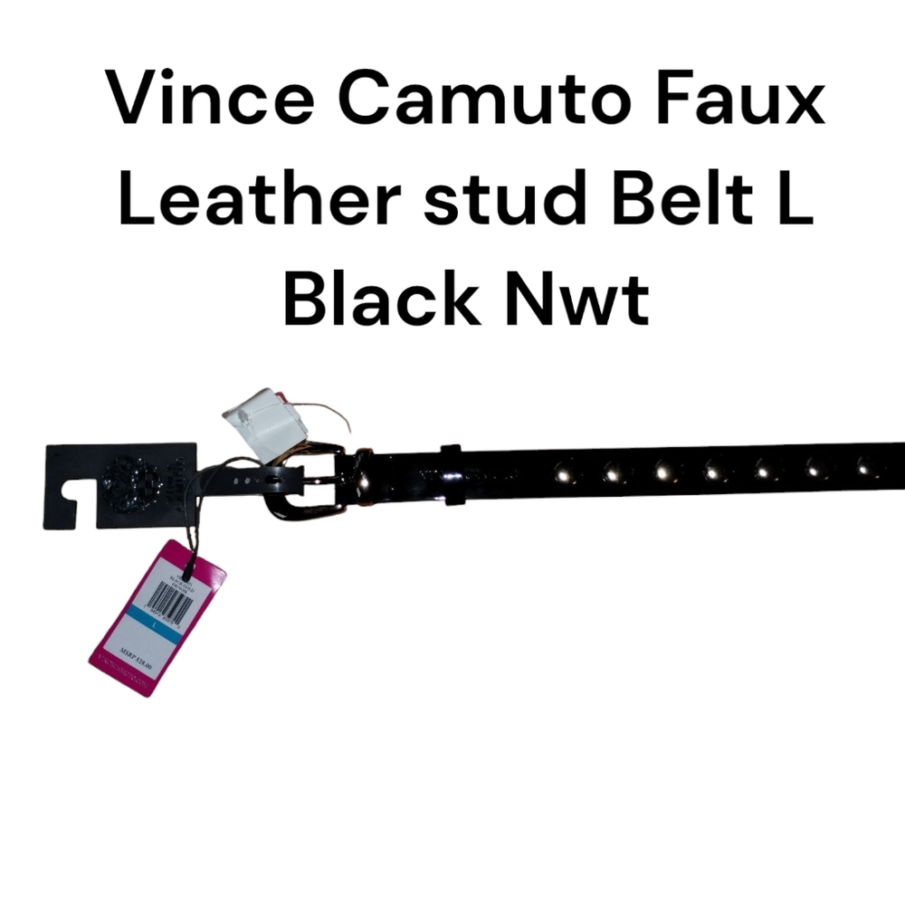 Vince Camuto Black Faux Leather Studded Belt L  33-39" nwt
